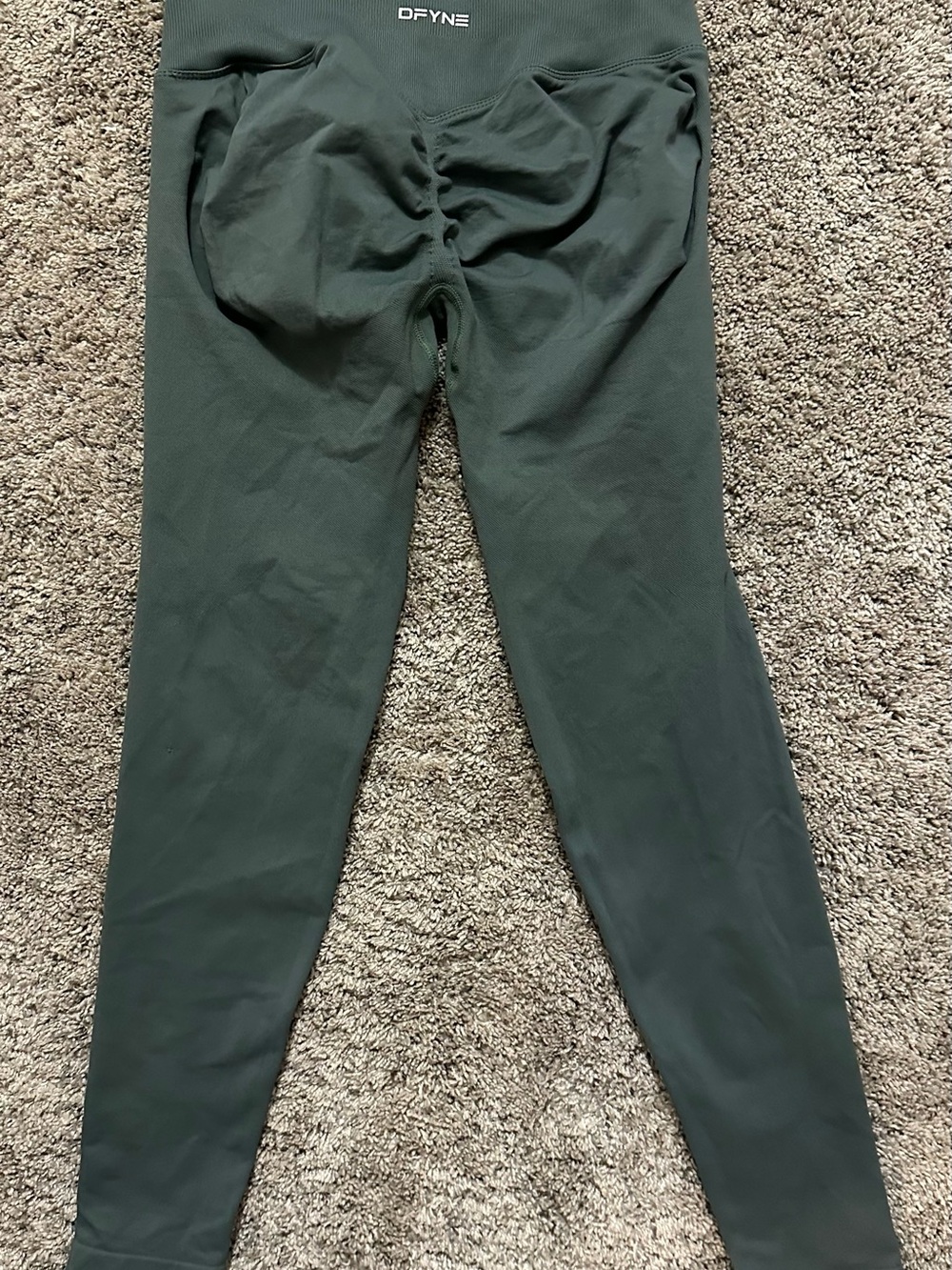 DFYNE Kids Dark Green High-Waist Leggings, tag worn down size small
